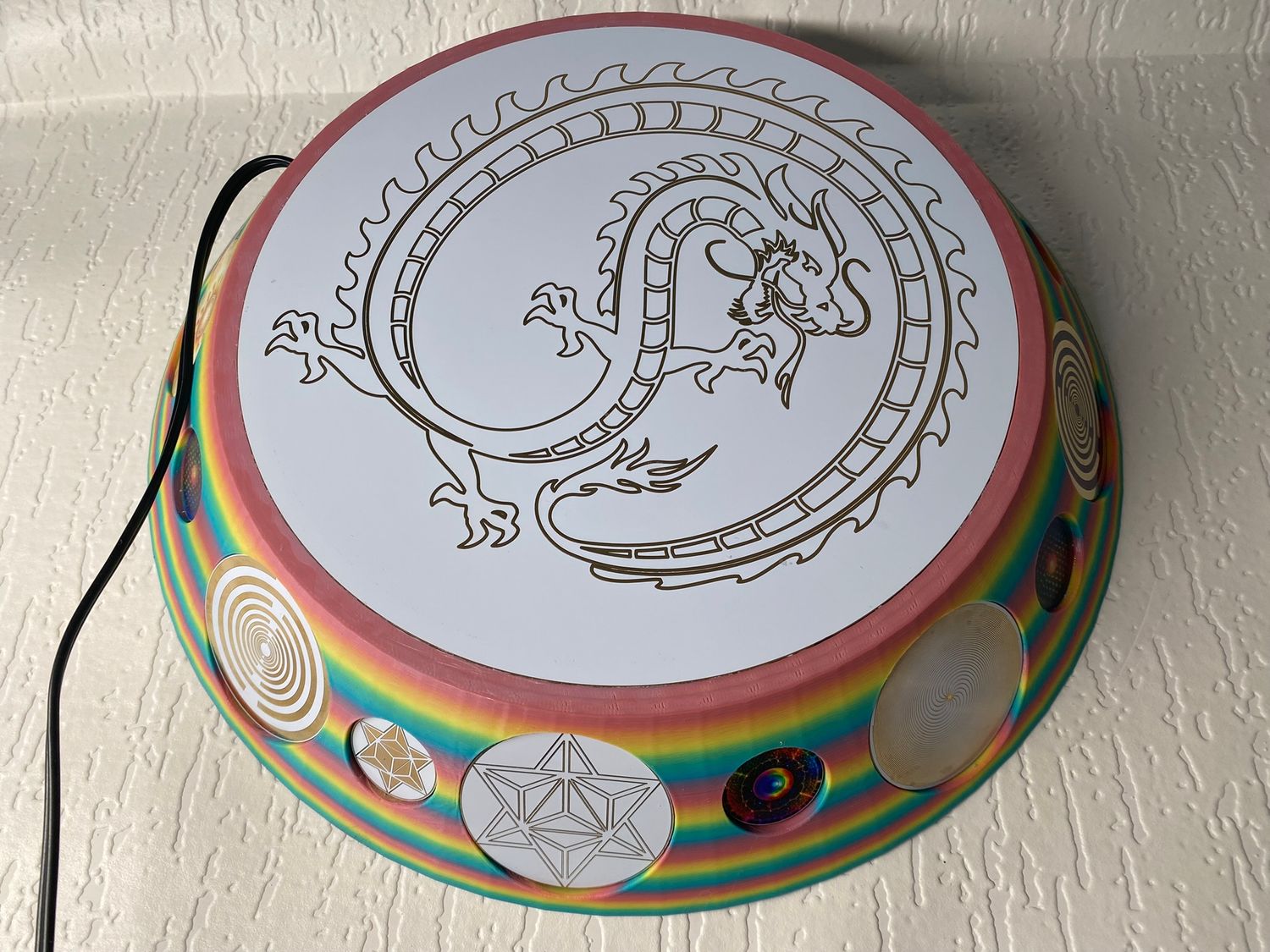 200 mm VibraNex UFO - Einhorn matt, DRACHE Oberflächenplatte GOLD legiert