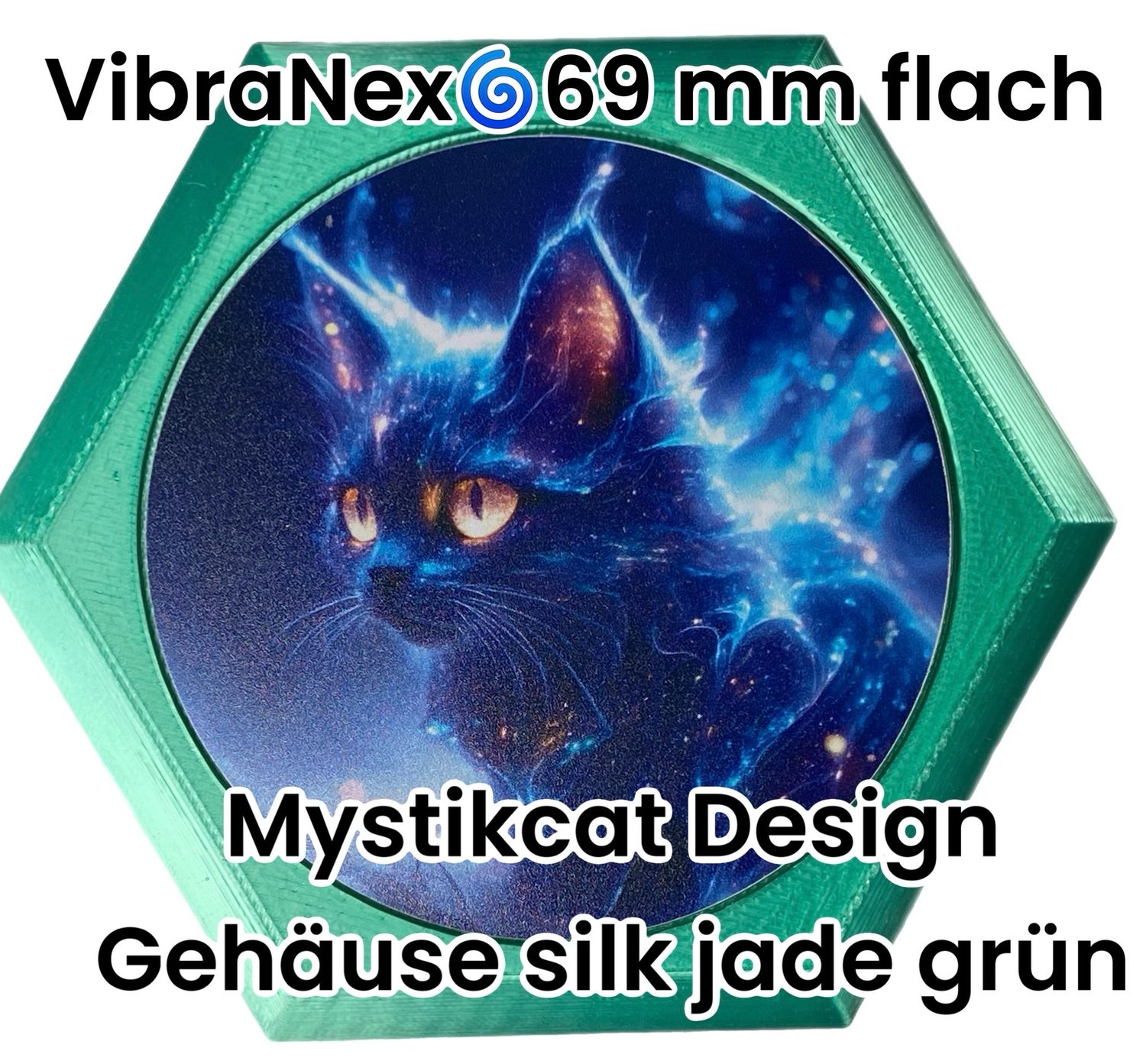 69 mm VibraNex flach - 1 farbig Mystikcat Motiv - Füllung wählbar