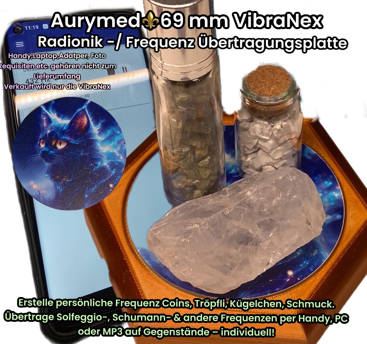 69 mm VibraNex flach - 1 farbig Mystikcat - Füllung wählbar