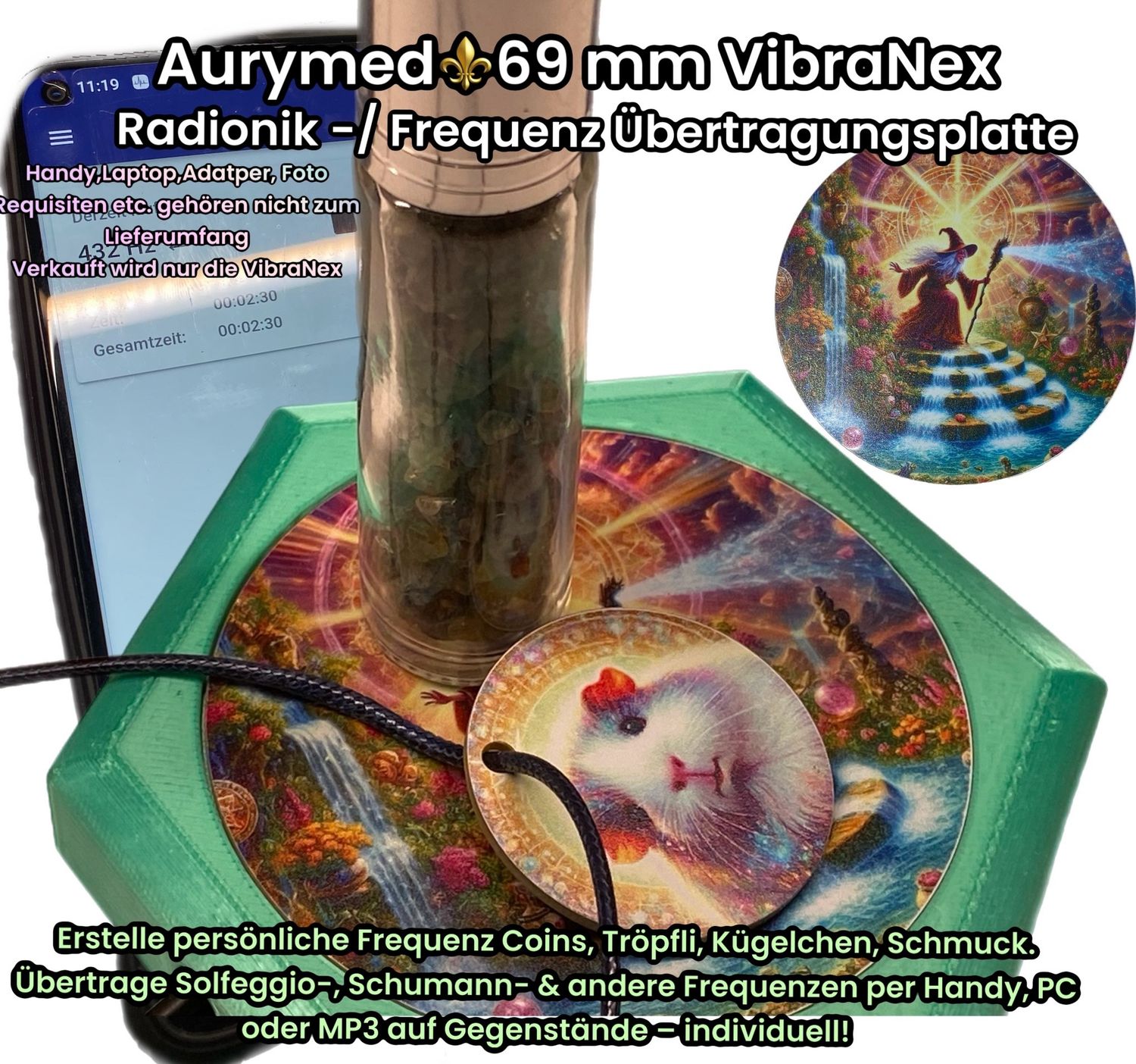 69 mm VibraNex flach - 1 farbig Zauberer Motiv - Füllung wählbar