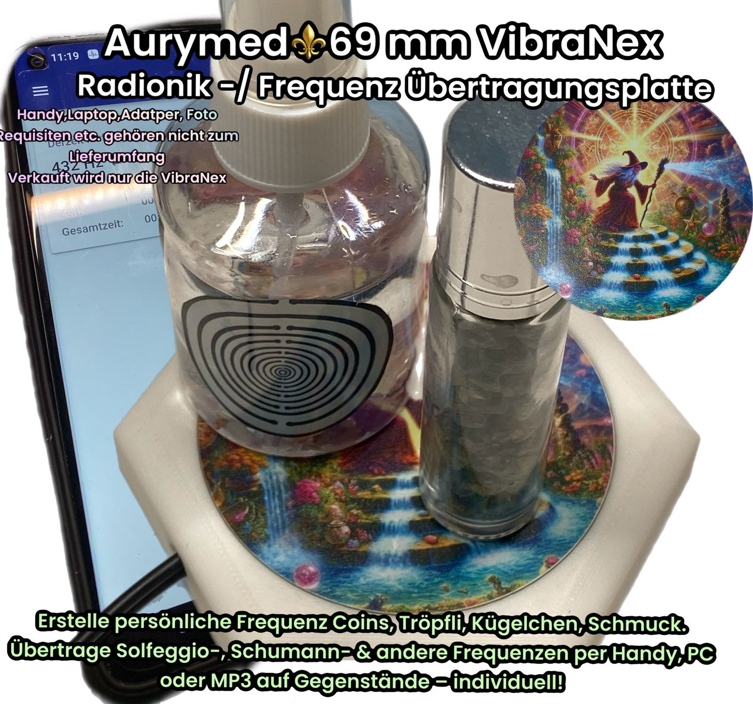 69 mm VibraNex flach - 1 farbig Zauberer Motiv - Füllung wählbar