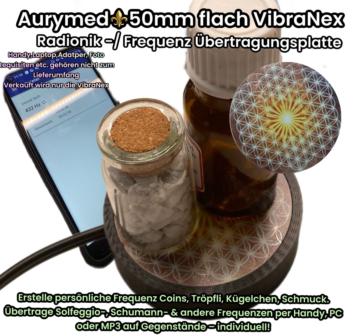 50 mm VibraNex Flach - Blume des Lebens - 1 farbig
