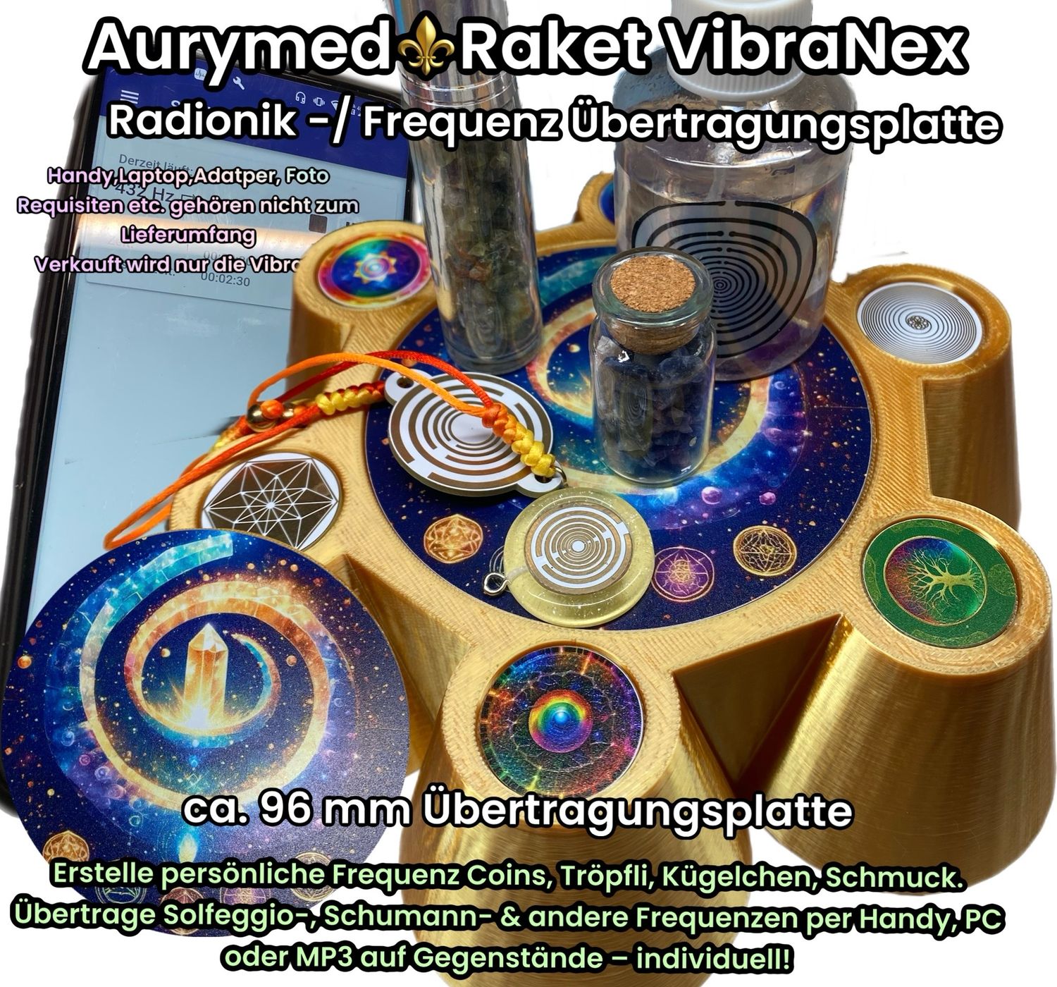 VibraNex Bare - 96 mm Oberflächenplatte - Elemente Kristall VibraNex Bare - 96 mm Oberflächenplatte - Elemente Kristall