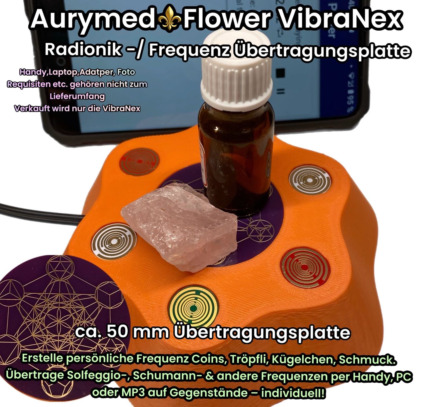 VibraNex Flower - 50 mm Oberflächenplatte - Merkaba