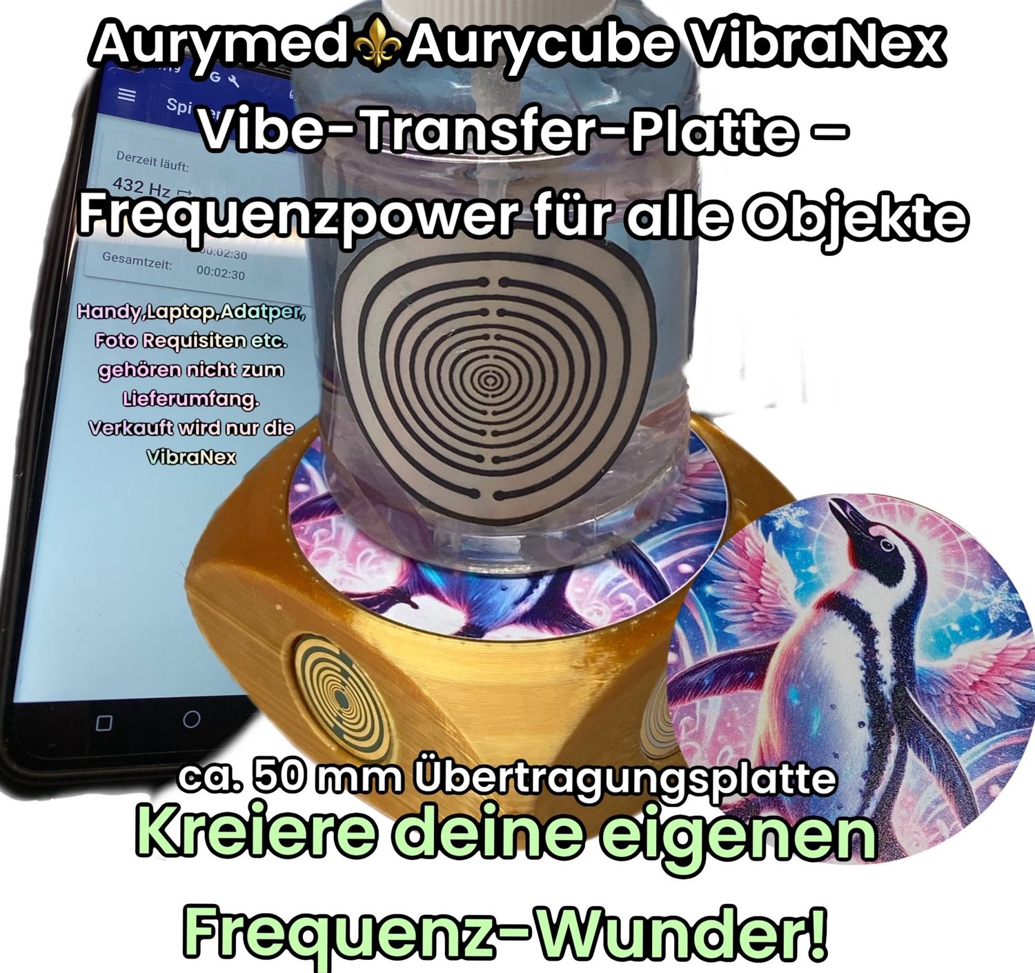 VibraNex Aurycube - 50 mm Oberflächenplatte - Pinguin