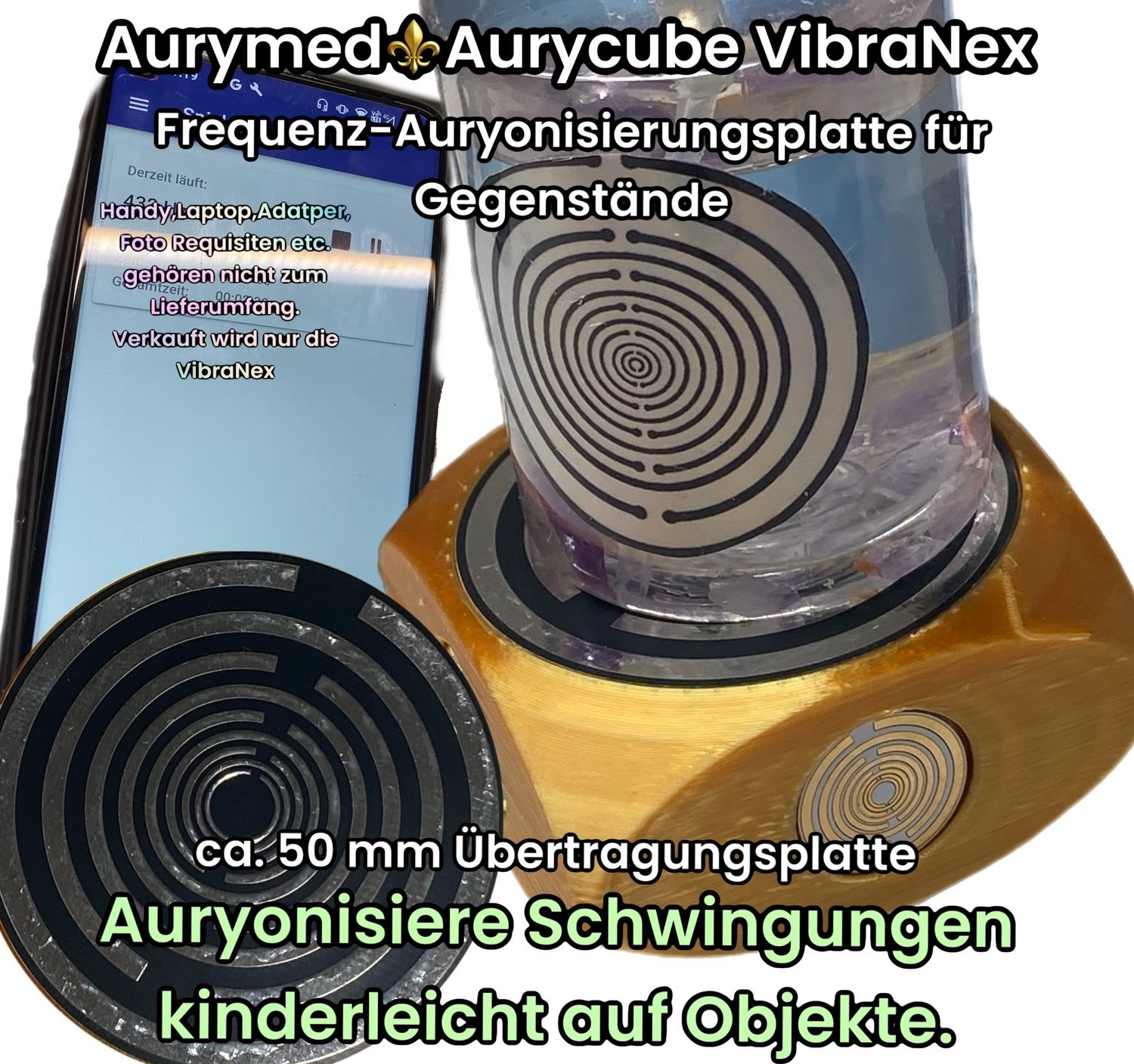 VibraNex Aurycube - 50 mm Oberflächenplatte - Lakhovsky Symbol Antennen Design VibraNex Aurycube - 50 mm Oberflächenplatte - Lakhovsky Symbol Antennen Design