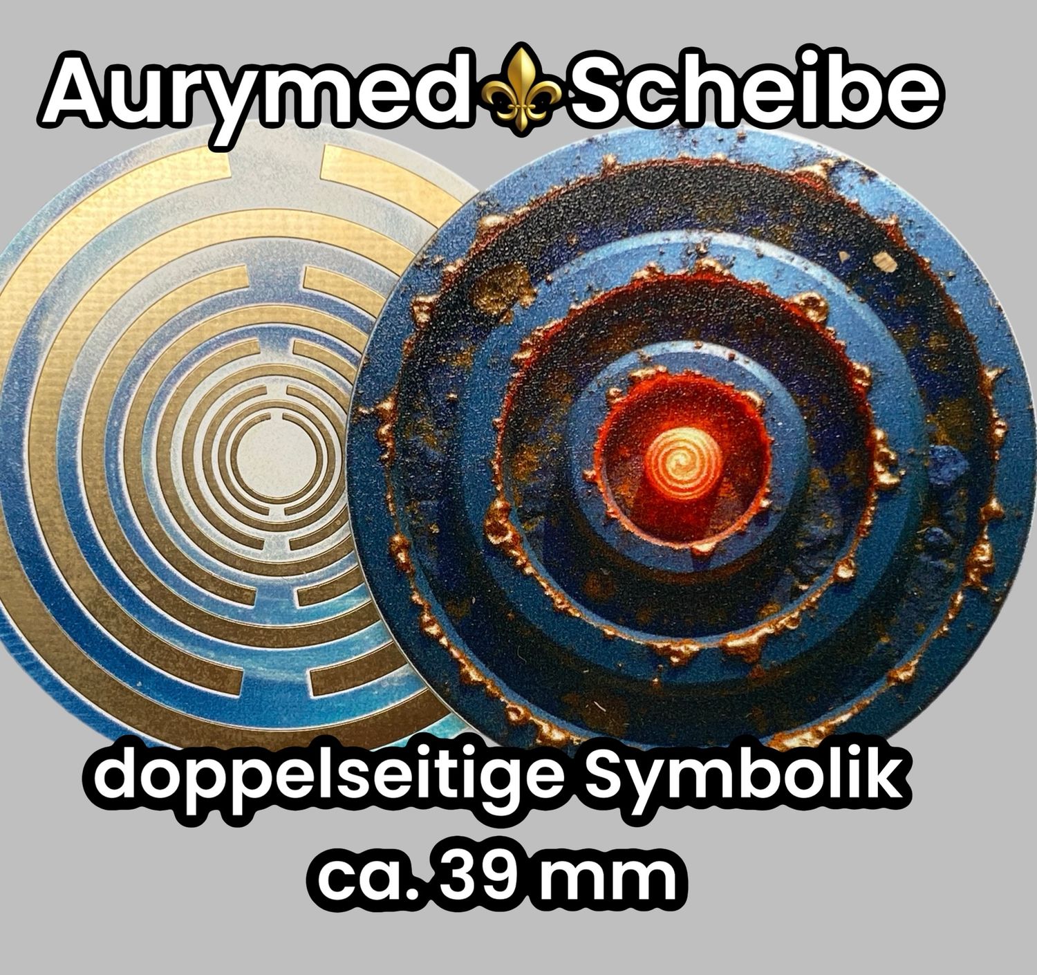 39 mm Scheibe - 6er-Set  - Lakhovsky - Feuer & Asphal - optional mit 3D Ring für Anhänger nutzbar