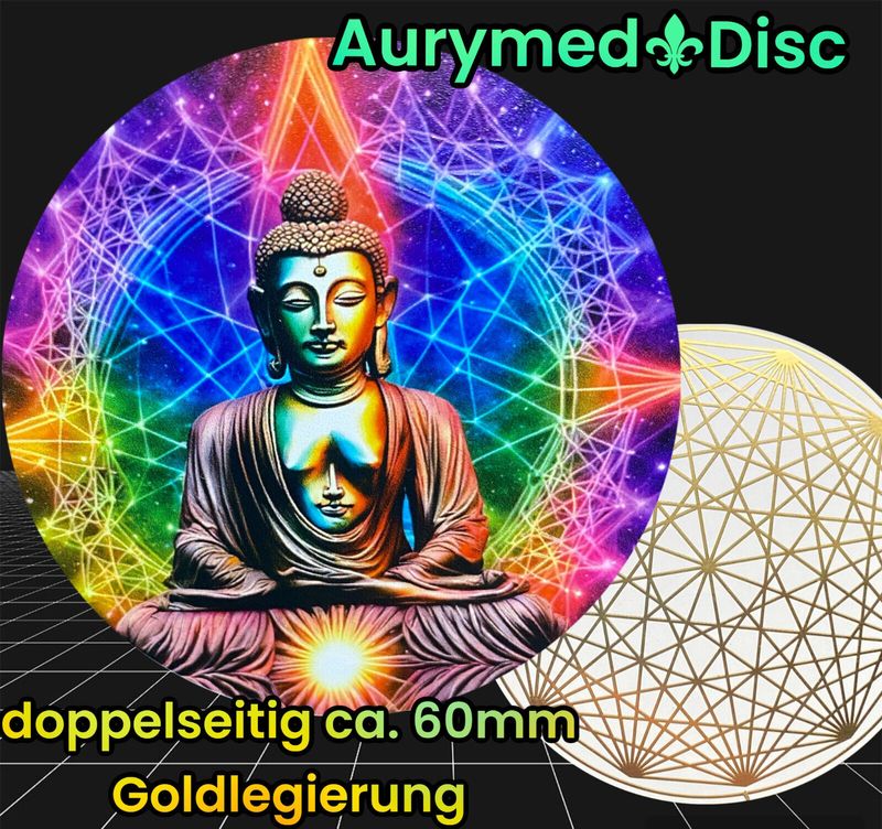 60 mm Disc - 2-er Set - Buddha im Regenbogen Frequenz gestöber trifft das Dodecagram 12-er Stern,doppelseitig, 1seitig mit Gold legiert, Kupfer unterlget 60 mm Disc - 2-er Set - Buddha im Regenbogen Frequenz gestöber trifft das Dodecagram 12-er Stern,doppelseitig, 1seitig mit Gold legiert, Kupfer unterlget