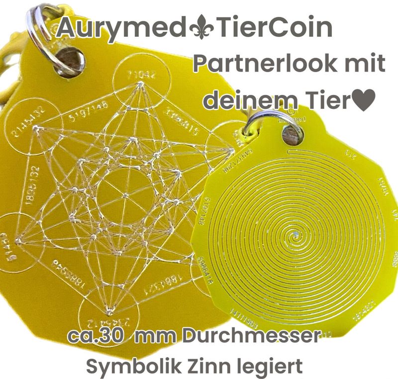 2 x Animal Tier Coin - gelb mit Zinn legiert