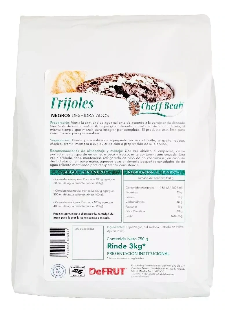 1 Bolsa De Frijol Negro Deshidratado 750g