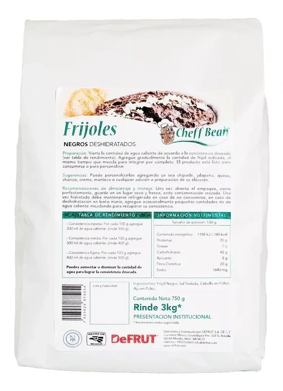 1 Bolsa De Frijol Negro Deshidratado 750g