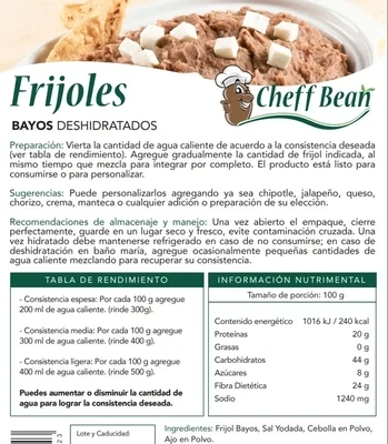 1 Bolsa De Frijol Bayo Deshidratado 750g