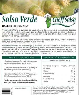 1 Bolsa Salsa Verde Deshidratada 750
