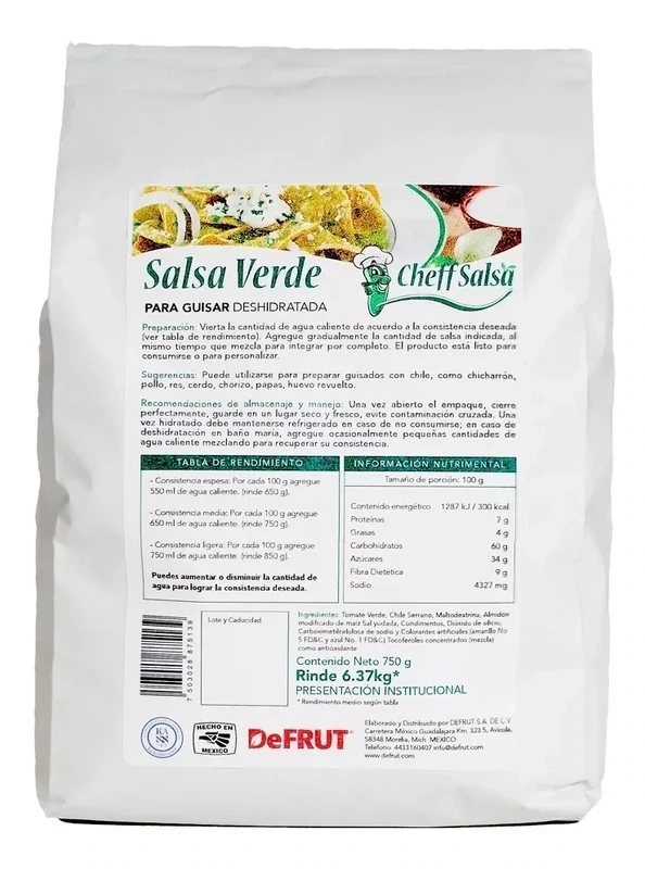1 Bolsa Salsa Verde Deshidratada 750
