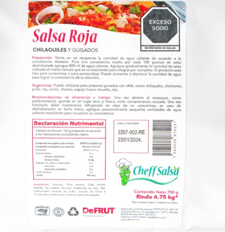 1 Bolsa Salsa Para Chilaquiles Y Guisados Roja 750grs | Rinde 8 Litros