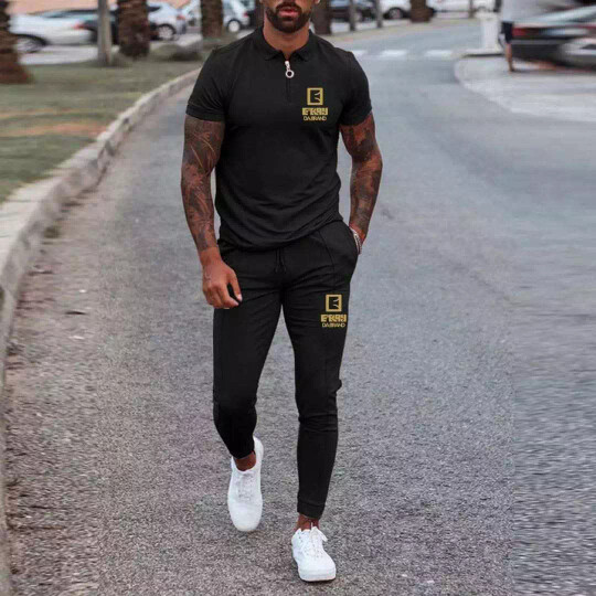 Fashion Zipped Tshirt And Jogger Tracksuit