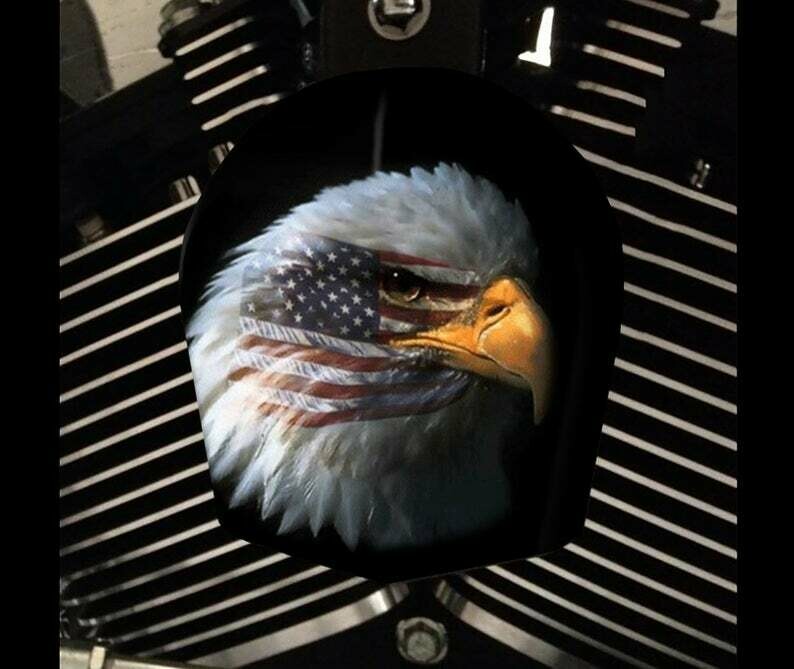 Harley Davidson Horn Cover Eagle Face Flag