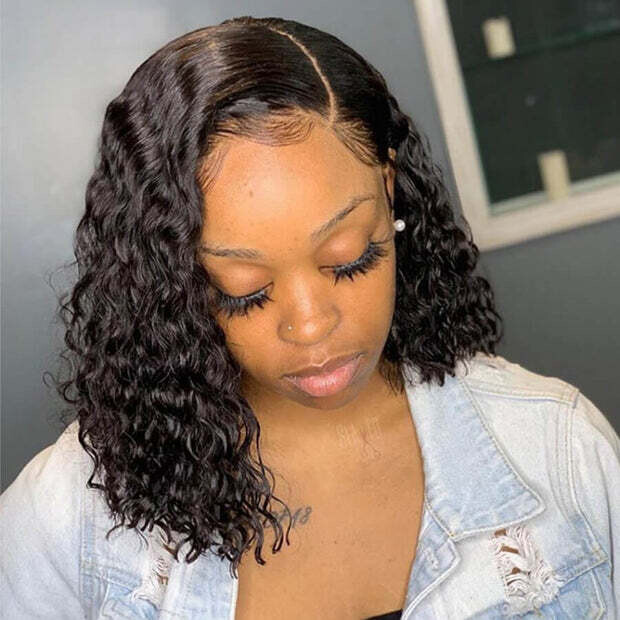12&quot; Italian Curl and Deep wave 7x4 frontal closure wig