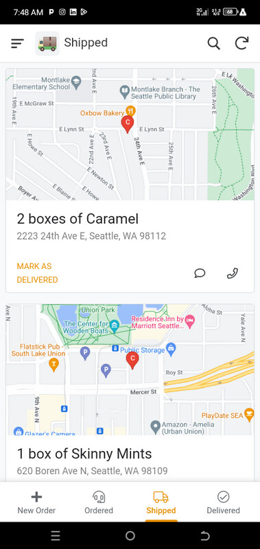 Order and delivery tracking app