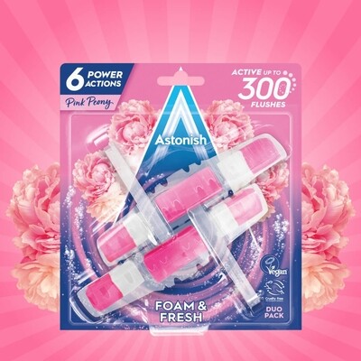 Astonish Toilet Rim Cleaner Foam &amp; Fresh Pink Peony 2&#39;s