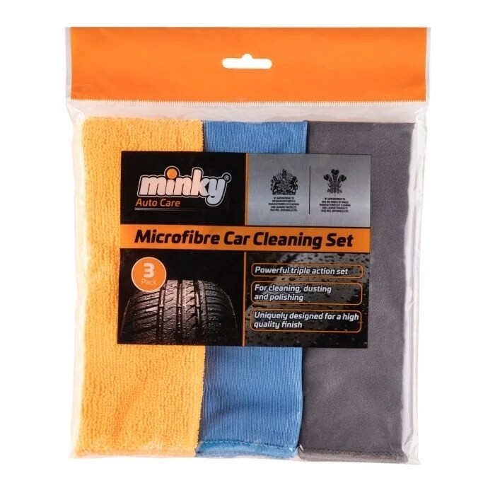 Minky Microfibre Car Cleaning Set 3pk