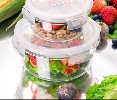 3pc Round Glass Storage