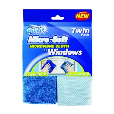 Duzzit Microfibre Window Cloths 2pk
