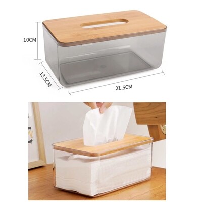 Acrylic Tissue Box with Bamboo Lid
