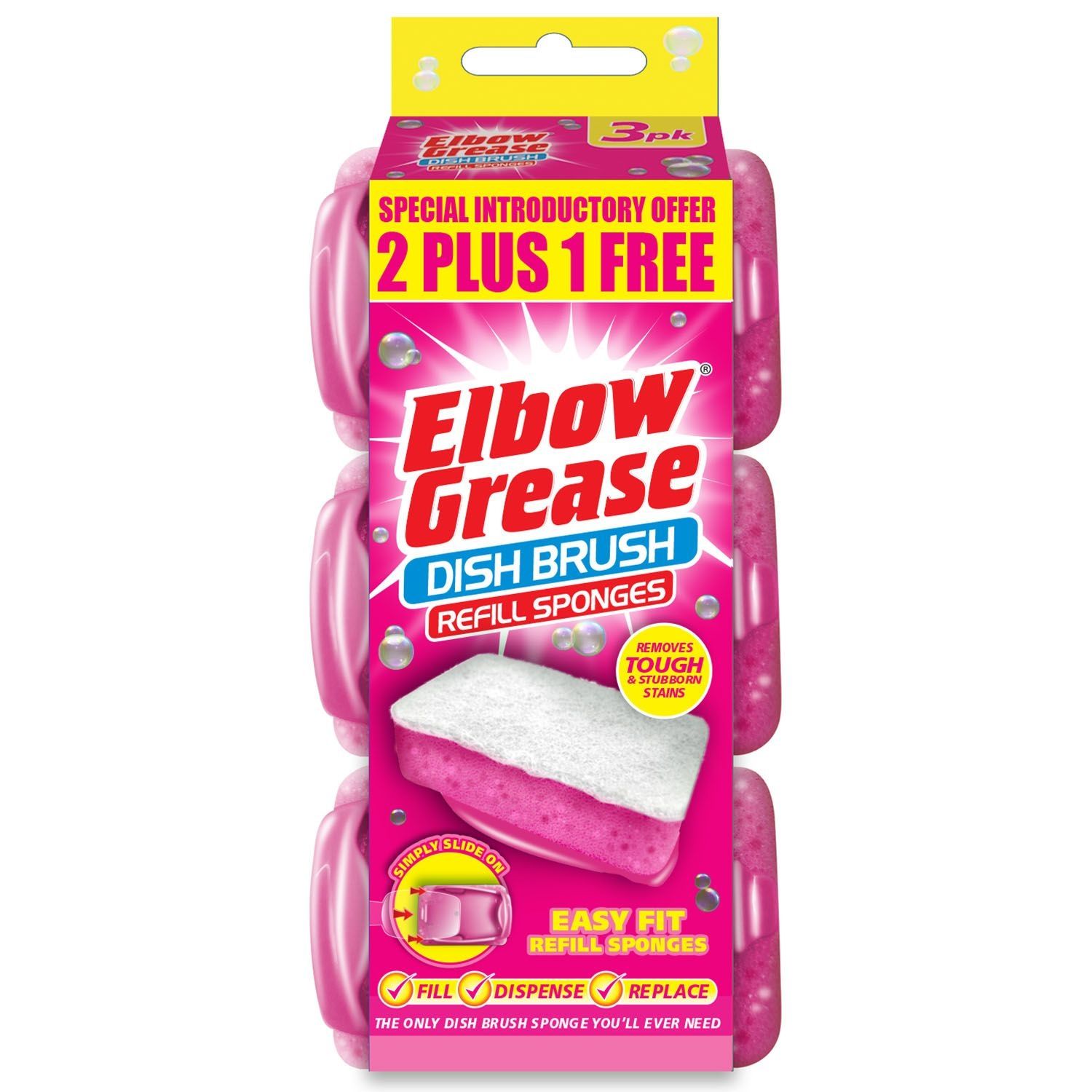 Elbow Grease Dish Brush Refill Pink 3&#39;s