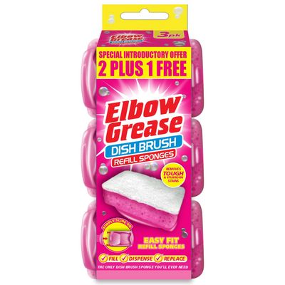 Elbow Grease Dish Brush Refill Pink 3&#39;s