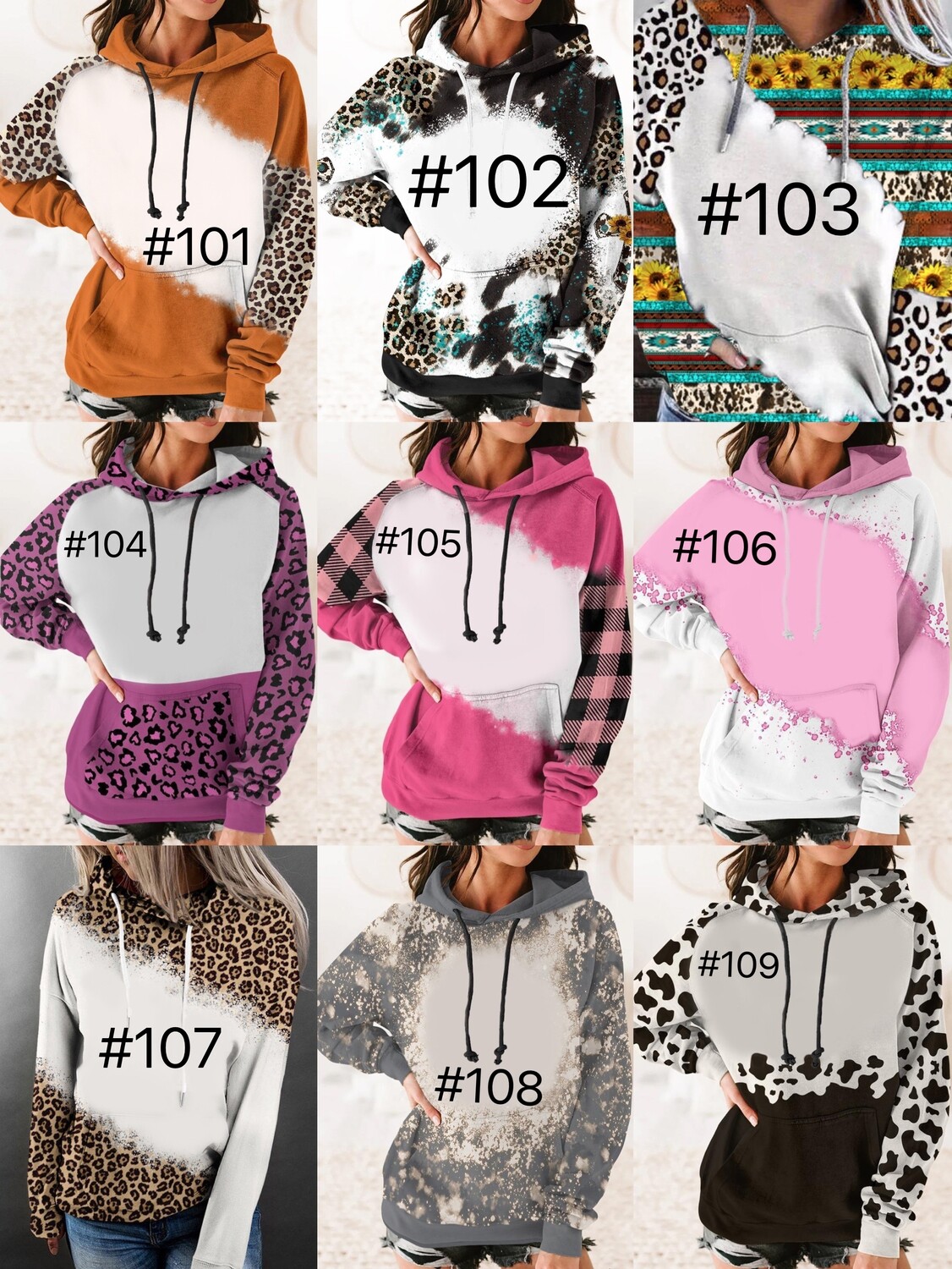 Unisex Sublimation Faux Bleached Hoodies