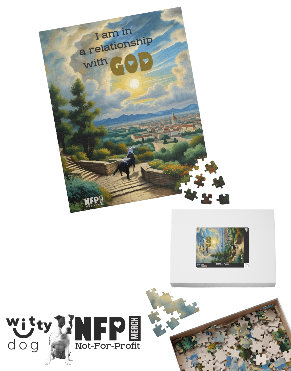 In a Relationship with God -  Premium Puzzles Pawcasso Witty Dog