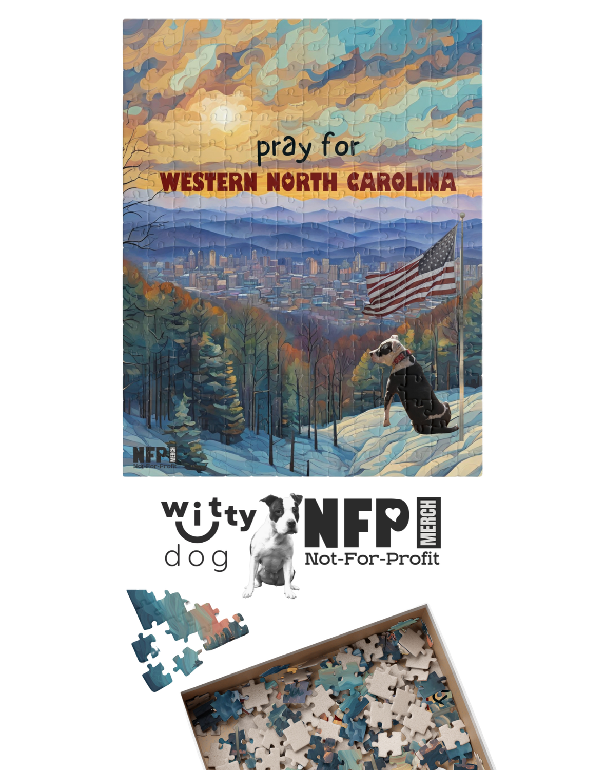 Pray for WNC -  Premium Puzzles Pawcasso Witty Dog