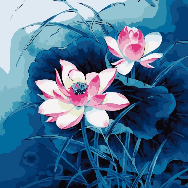 Beautiful Lotus Flowers / DIY Paint by Numbers
