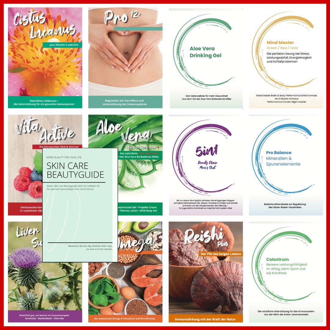 FLYER-SET &quot;HEALTH &amp; BEAUTY&quot; (12 versch. Flyer á 25 Stück + 25 Skin Care Beautyguides)