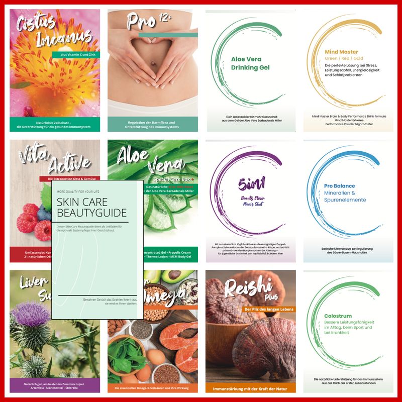 FLYER-SET &quot;HEALTH &amp; BEAUTY&quot; (12 versch. Flyer á 25 Stück + 25 Skin Care Beautyguides)