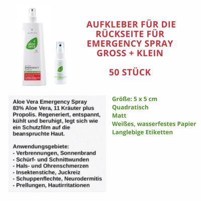 Aloe Vera Emergency Spray Aufkleber | 50 Stück