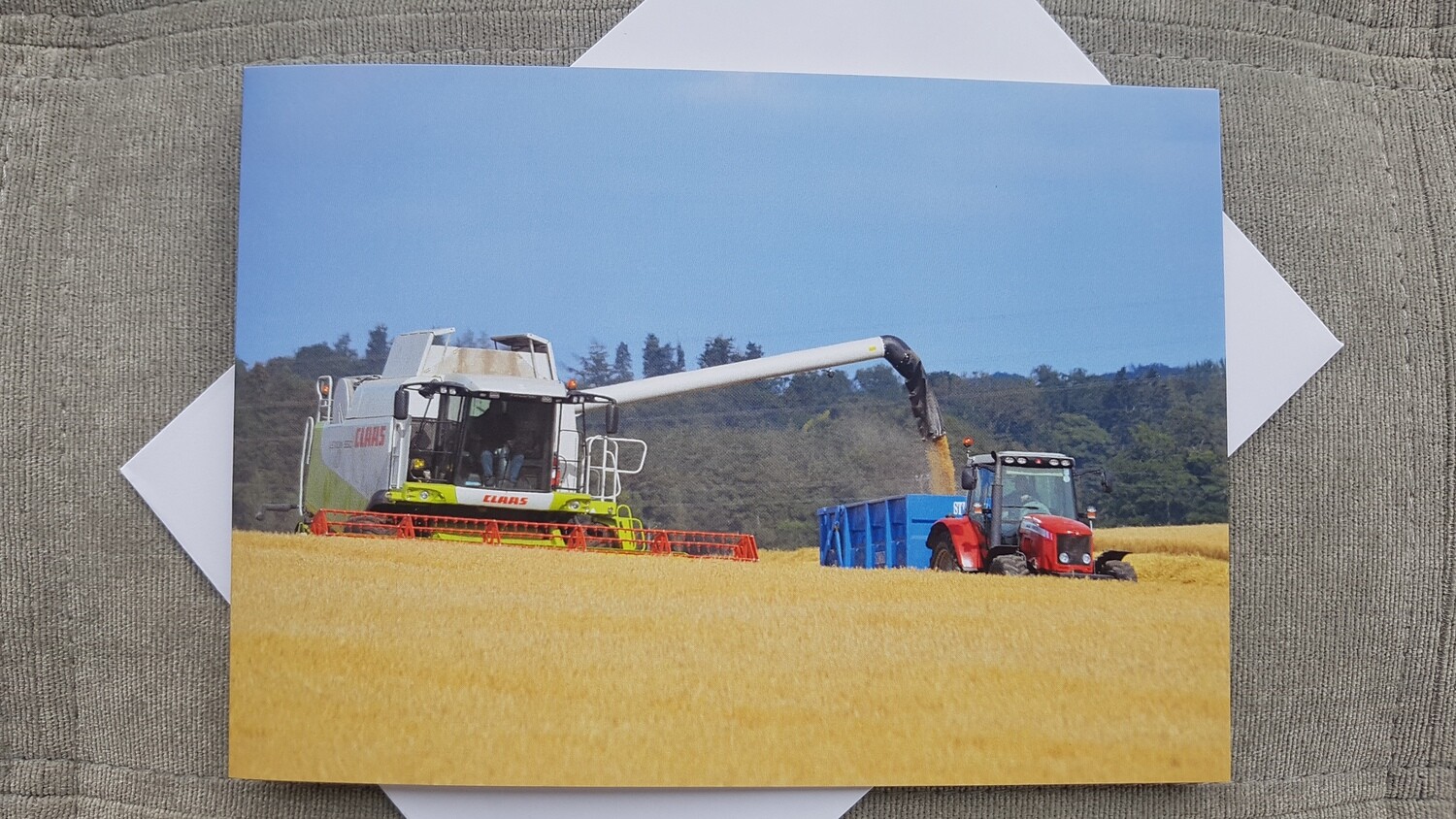Farming Birthday card (blank) Claas combine harvesting crop