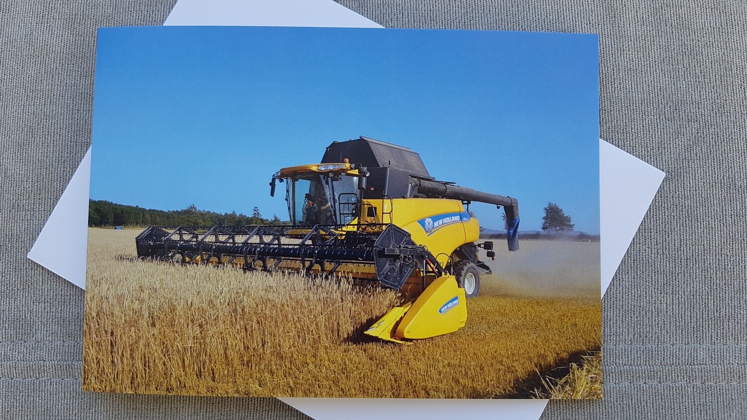 Farming Birthday card (blank) -New Holland combine 