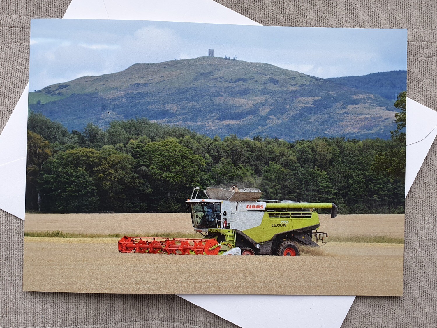 Farming Birthday card (blank) -Claas combine harvesting crop
