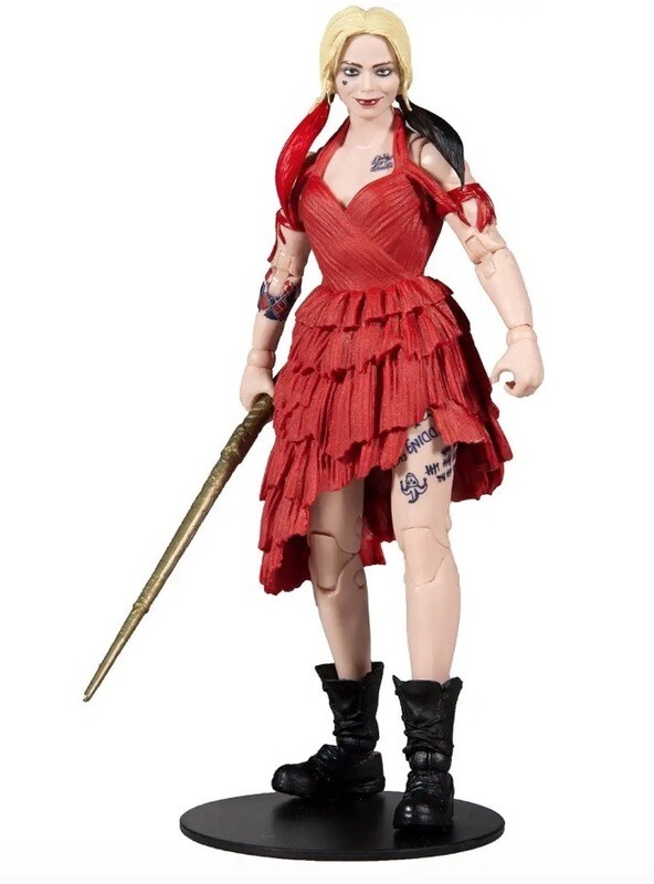 Harley Quinn (The Suicide Squad) Figura de acción de 7 pulgadas con pieza Build-A King Shark y accesorios