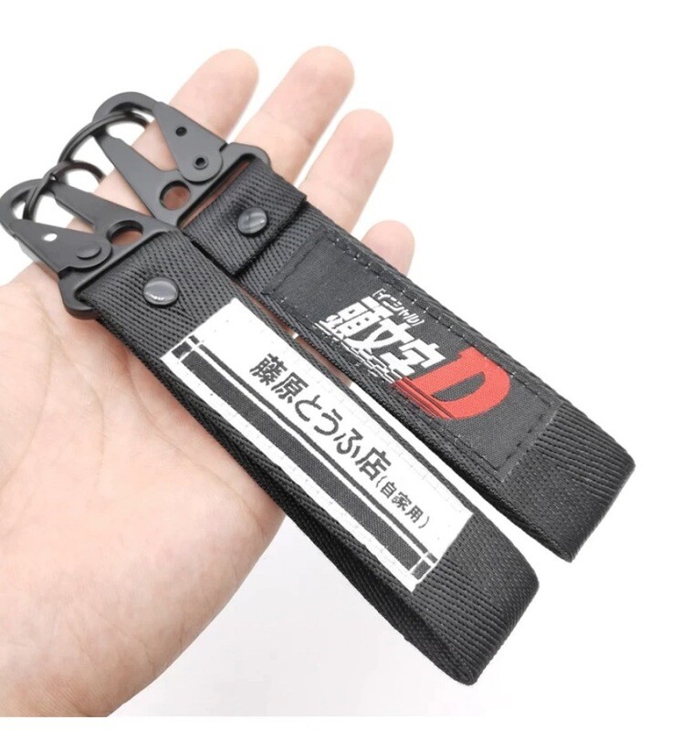 Etiquetas de llavero JDM Initial D Fujiwara Tofu Shop etiquetas de llave de nailon llavero automático Clip de resorte de acero cordón accesorios de motocicleta