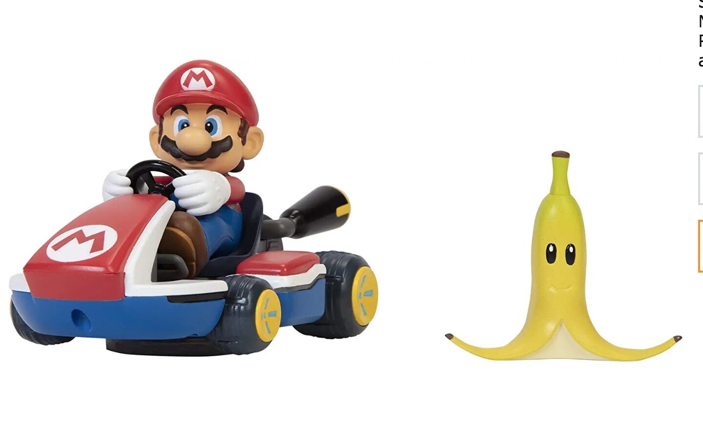 SUPER MARIO Spin Out Mariokart - Vehículo Mario Racer de 2.5 pulgadas, amarillo