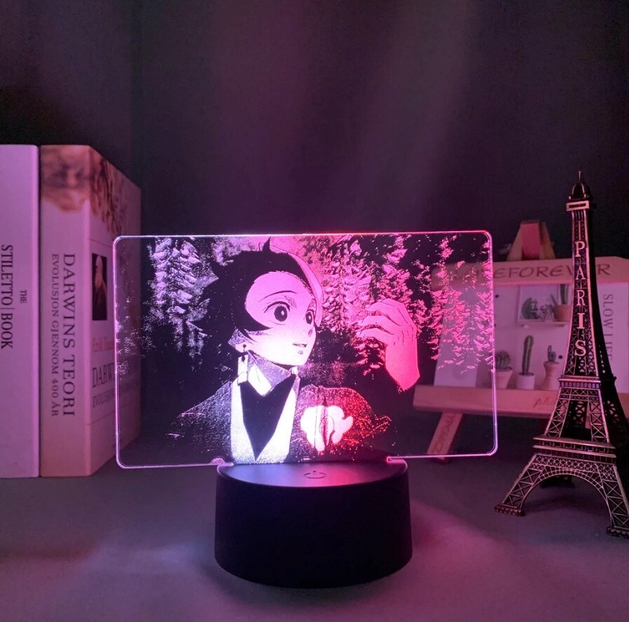 Lámpara Anime para decoración de dormitorio, luz Led de dos tonos de Kimetsu No Yaiba Tanjiro ideal para regalo, Manga Demon Slayer