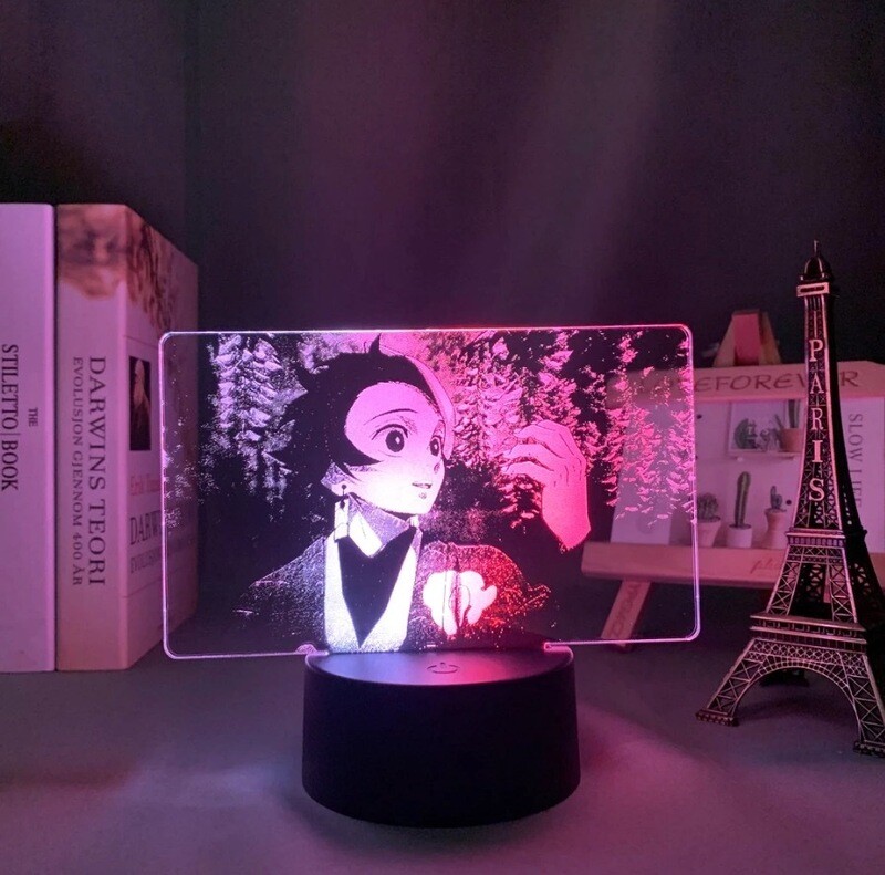 Lámpara Anime para decoración de dormitorio, luz Led de dos tonos de Kimetsu No Yaiba Tanjiro ideal para regalo, Manga Demon Slayer