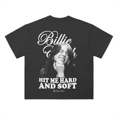 Billie Eilish &quot;Hit Me Hard And Soft&quot; 2024 Tour Drop Shoulder Boxed T-Shirt - 300 GSM