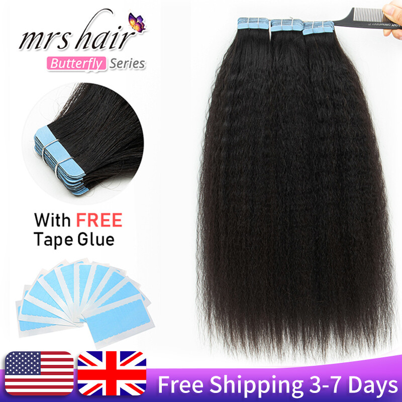 Mrs Hair Kinky Straight Tape In Extensions Human Hair Black Women