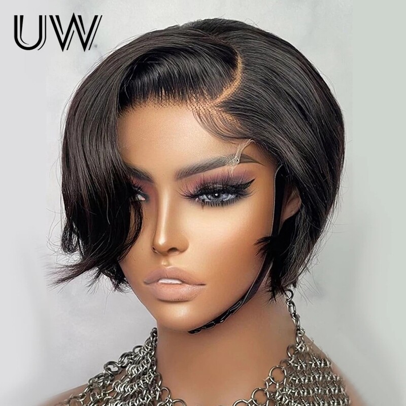 Straight Pixie Cut Wig 13x6x2 Frontal Side T Part Short Bob Wigs Cheap