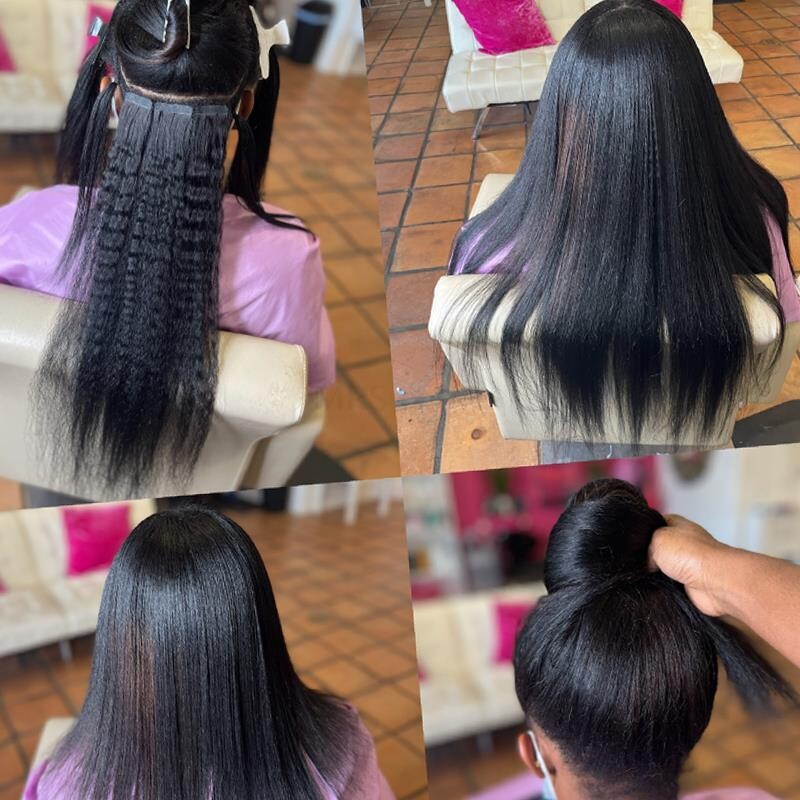 Mrs Hair Kinky Straight Tape In Extensions Human Hair Black Women
