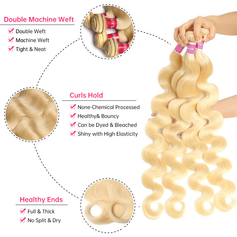 Alimonica Bundles 613 Honey Blonde Remy Brazilian Body Wave  Hair